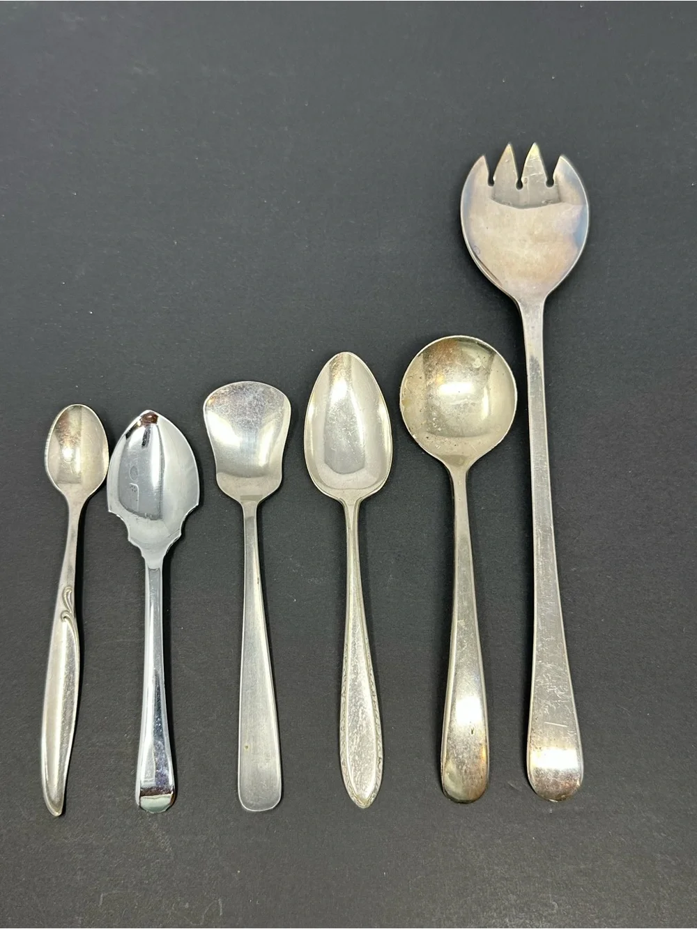 Vintage Silverplate, Chromeplate Spoons Sheffield England, Italy, WM Rogers (6)
